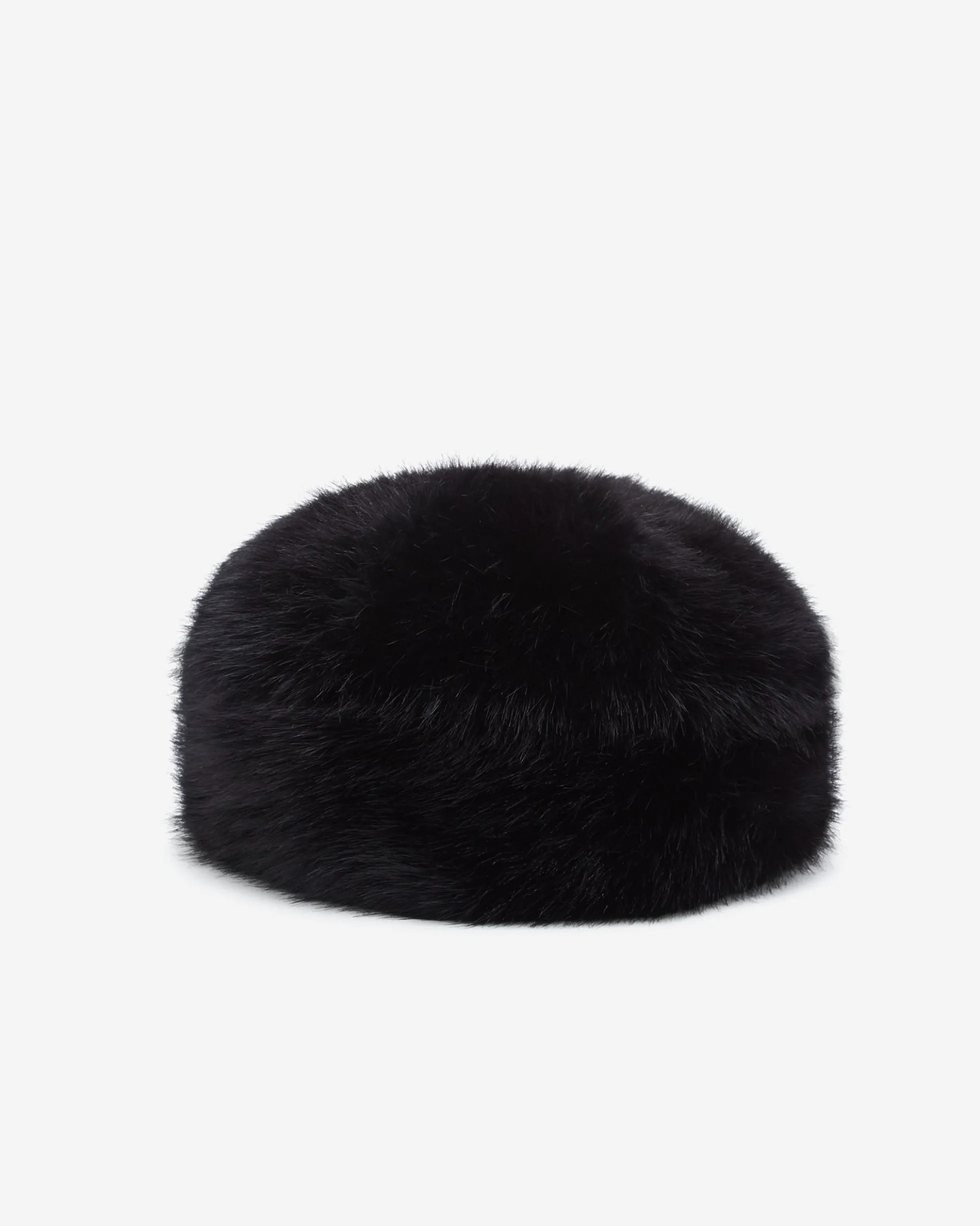 Toque ronde en fausse fourrure noir Benito
