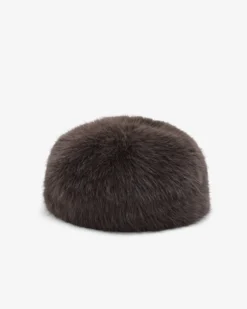 Toque ronde en fausse fourrure chocolat Benito