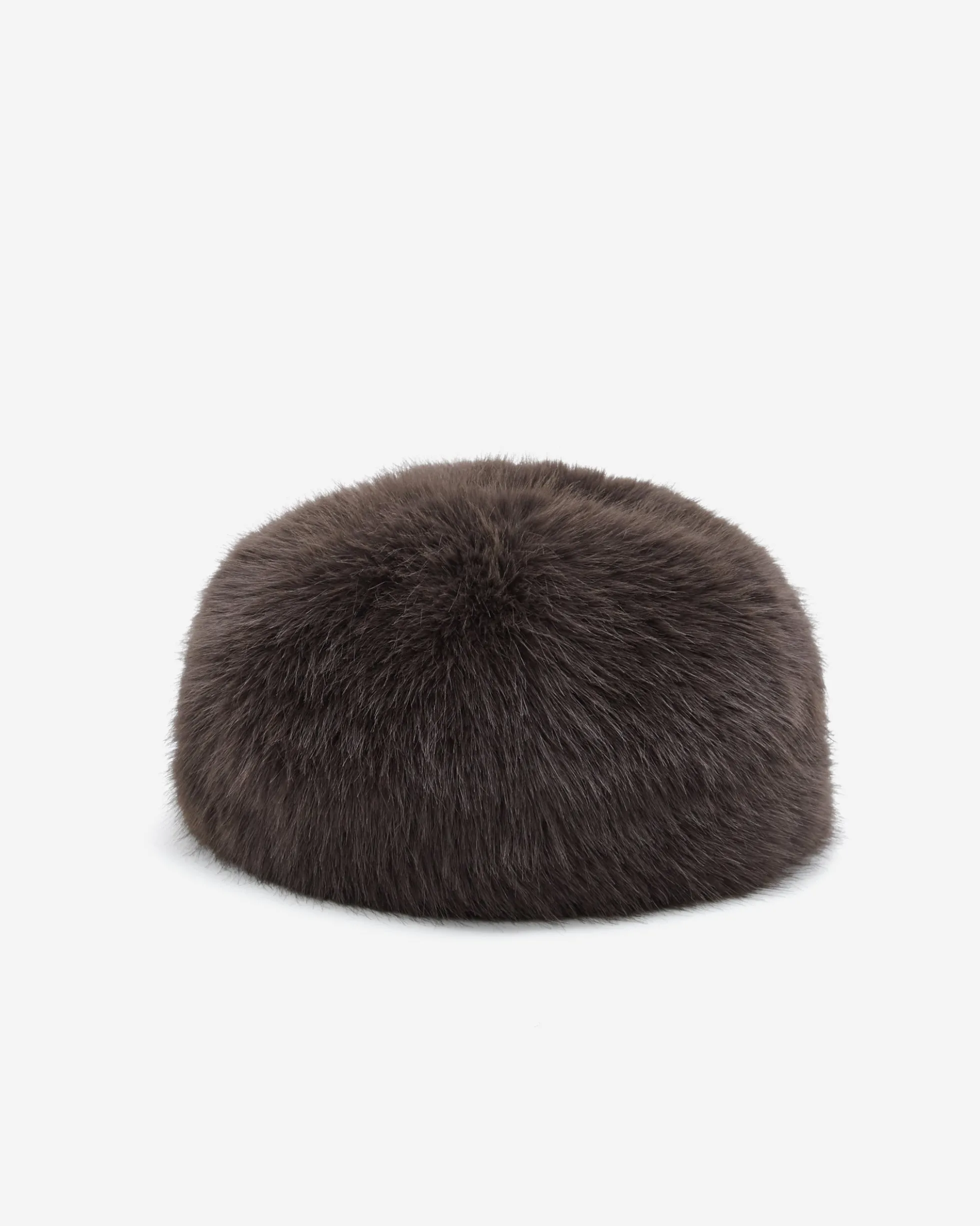 Toque ronde en fausse fourrure chocolat Benito