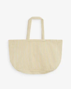 Tote bag large en coton rayé jaune Wanda