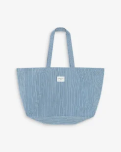Tote bag large en denim à motif stripedblue Vacation