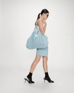 Tote bag large en denim à motif stripedblue Vacation