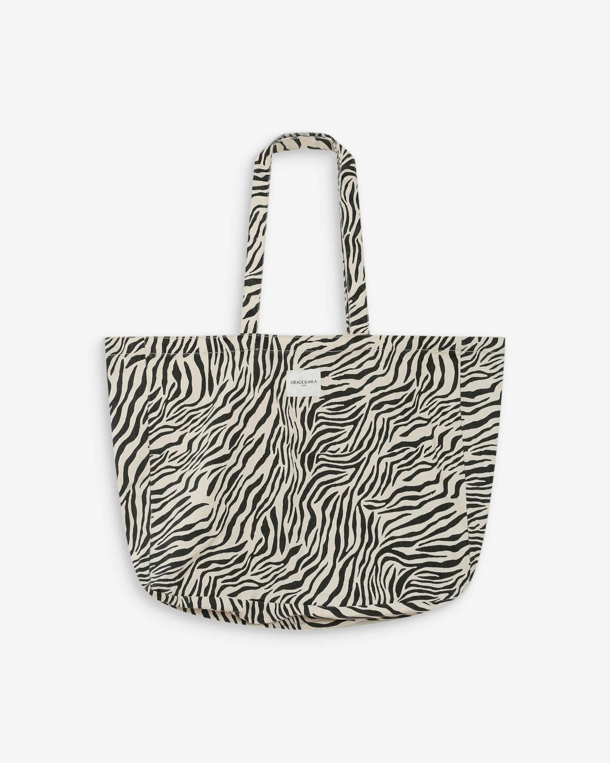 Tote bag large en denim à motif zebre Voyage