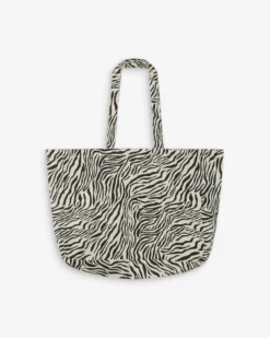Tote bag large en denim à motif zebre Voyage