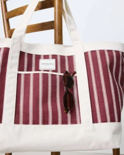 Tote bag large en toile rayée cherry Aspen