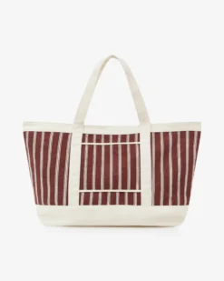 Tote bag large en toile rayée cherry Aspen