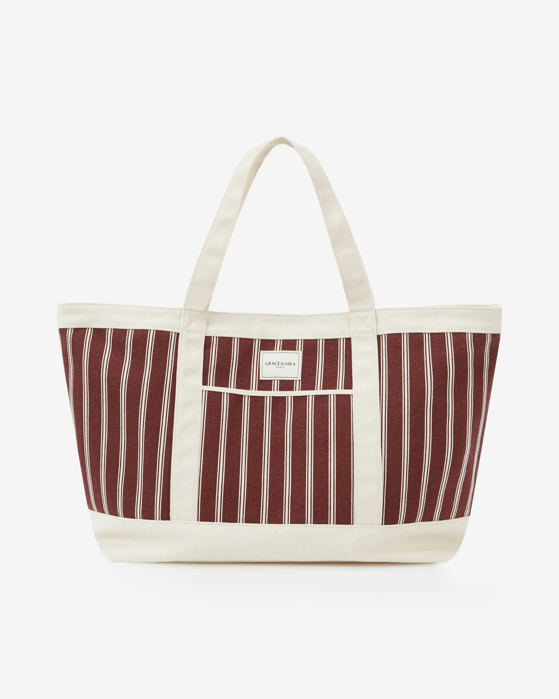 Tote bag large en toile rayée cherry Aspen