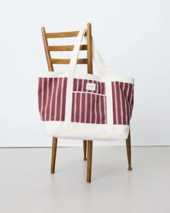 Tote bag large en toile rayée cherry Aspen