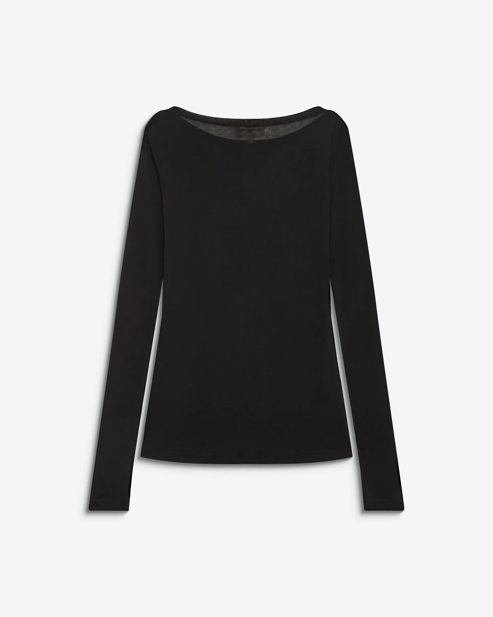 T-shirt ajusté col bateau manches longues noir Bennett