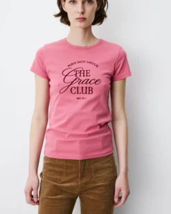 T-shirt col rond à message blush Amoris