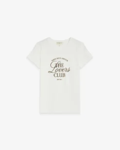 T-shirt col rond à message ivoire Amoris