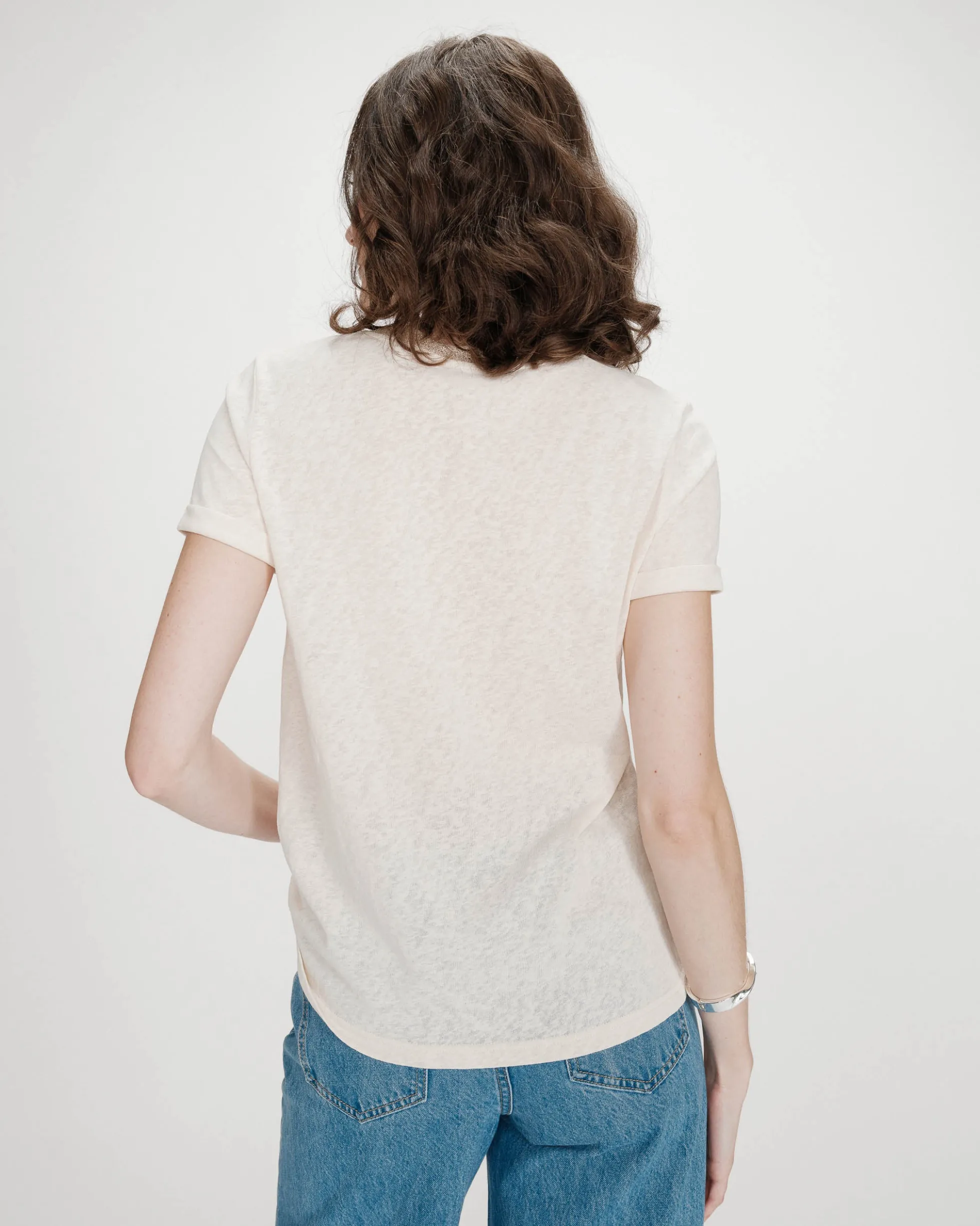 T-shirt col V manches courtes amande Vasco