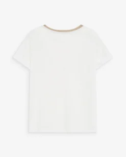 T-shirt col V manches courtes ivoire Vasco