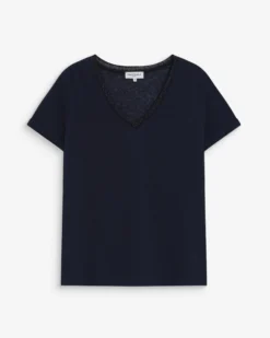 T-shirt col V manches courtes marine Vasco