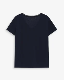 T-shirt col V manches courtes marine Vasco