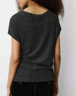 T-shirt drapé en jersey lurex manches courtes gold Baly