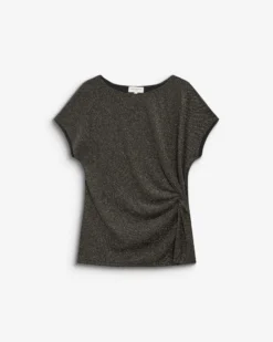 T-shirt drapé en jersey lurex manches courtes gold Baly