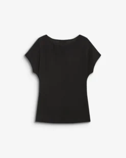 T-shirt drapé en jersey lurex manches courtes noir Baly