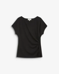 T-shirt drapé en jersey lurex manches courtes noir Baly