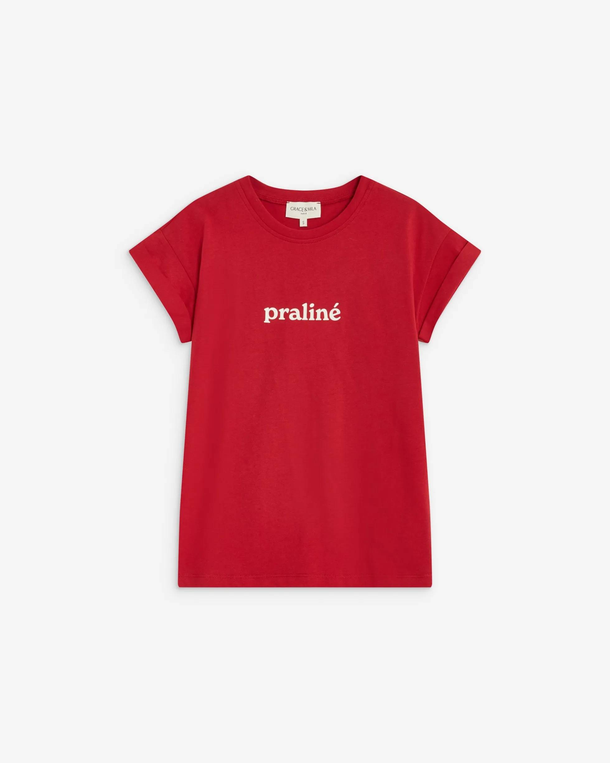 T-shirt en coton manches courtes à inscription rouge Atlas