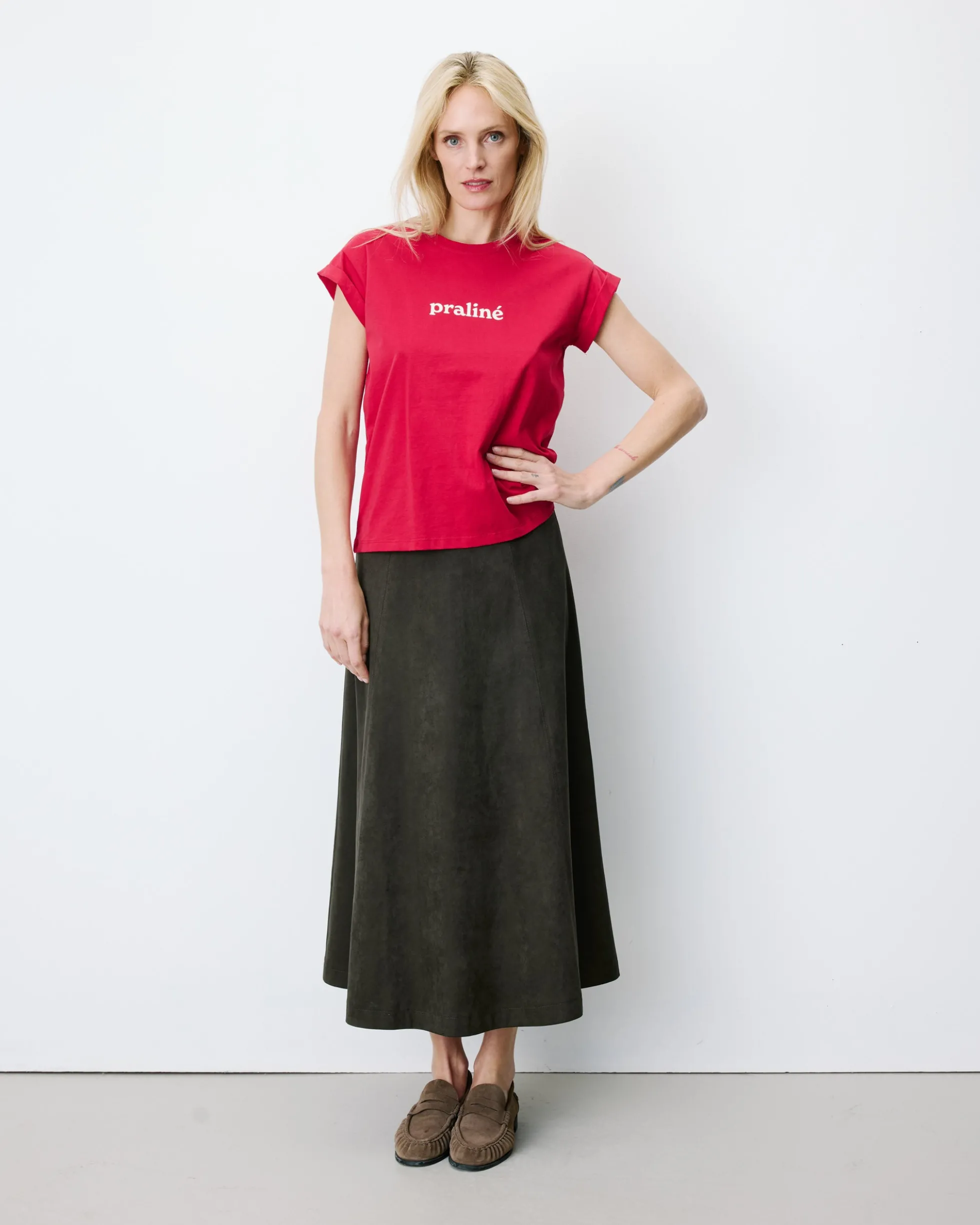 T-shirt en coton manches courtes à inscription rouge Atlas