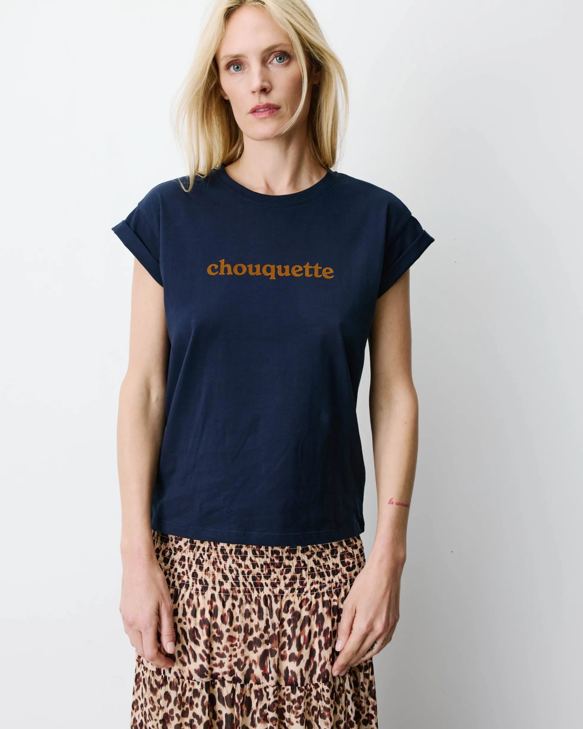T-shirt en coton manches courtes à inscription marine Atlas