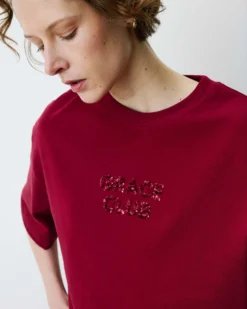T-shirt en coton à message en sequins cherry Bond