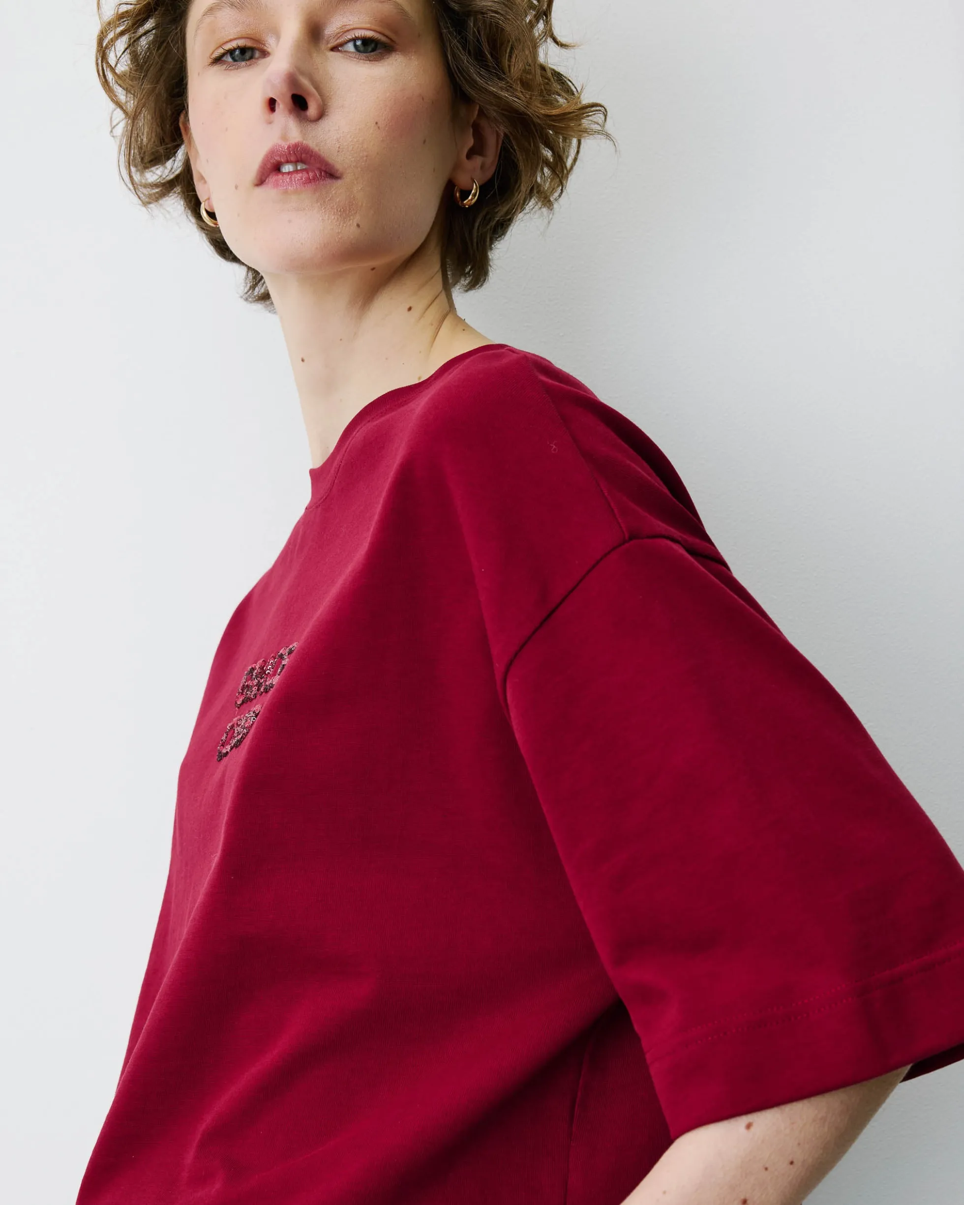 T-shirt en coton à message en sequins cherry Bond