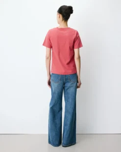 T-shirt en coton à message imprimé blush Amadis