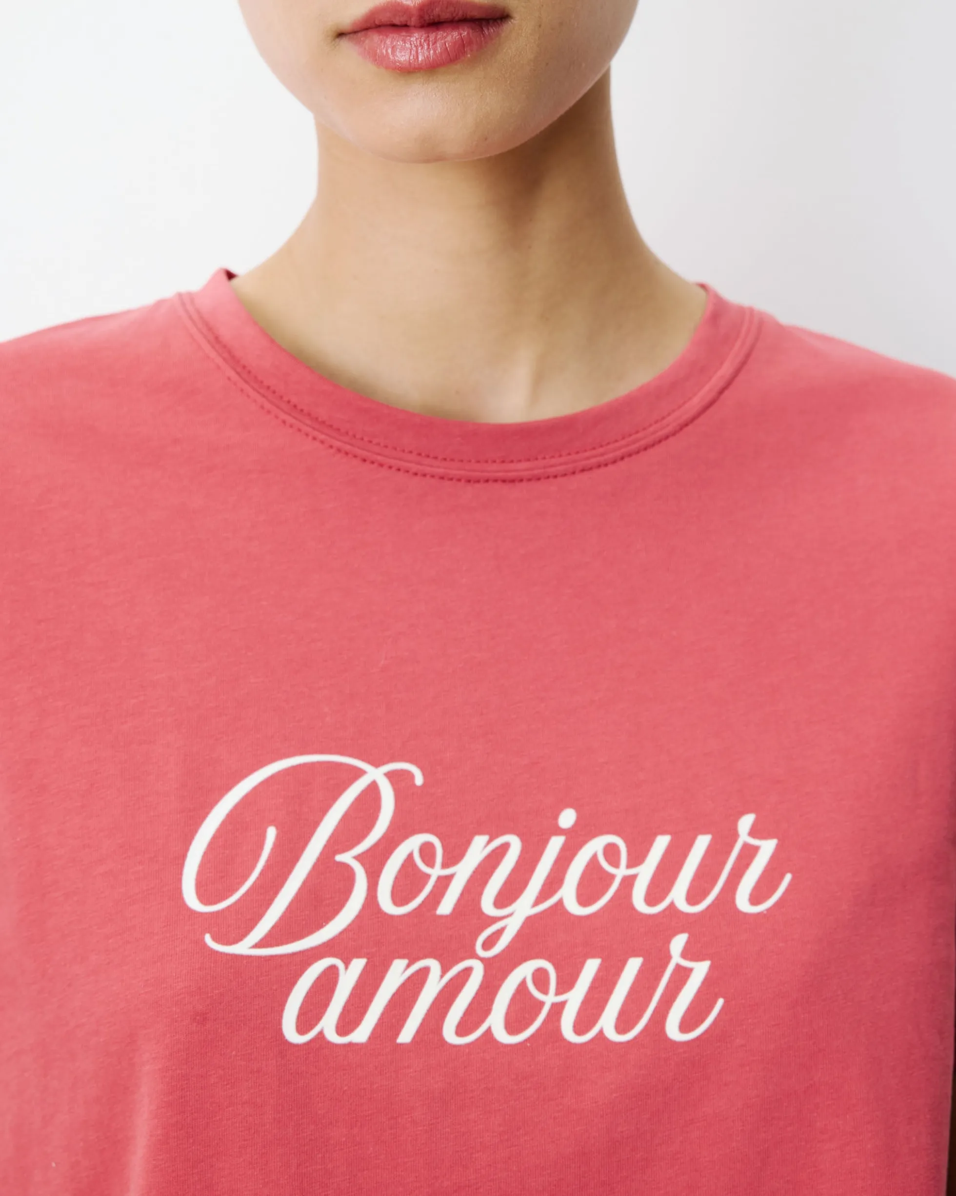 T-shirt en coton à message imprimé blush Amadis