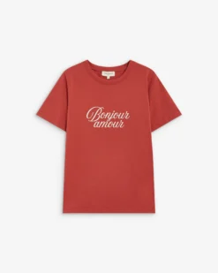 T-shirt en coton à message imprimé blush Amadis