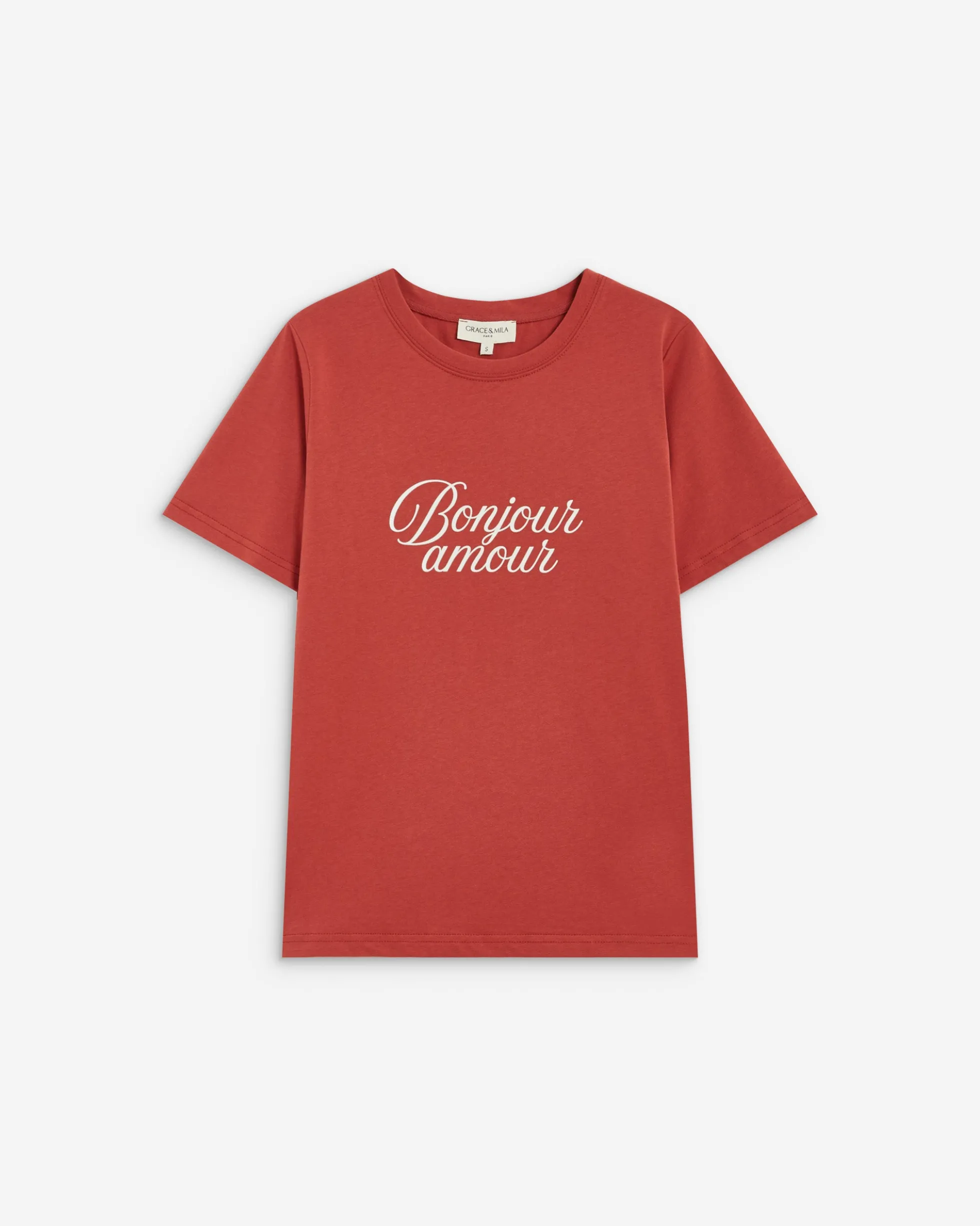 T-shirt en coton à message imprimé blush Amadis