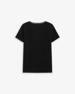 T-shirt manches courtes col V contrasté noir Aurelien