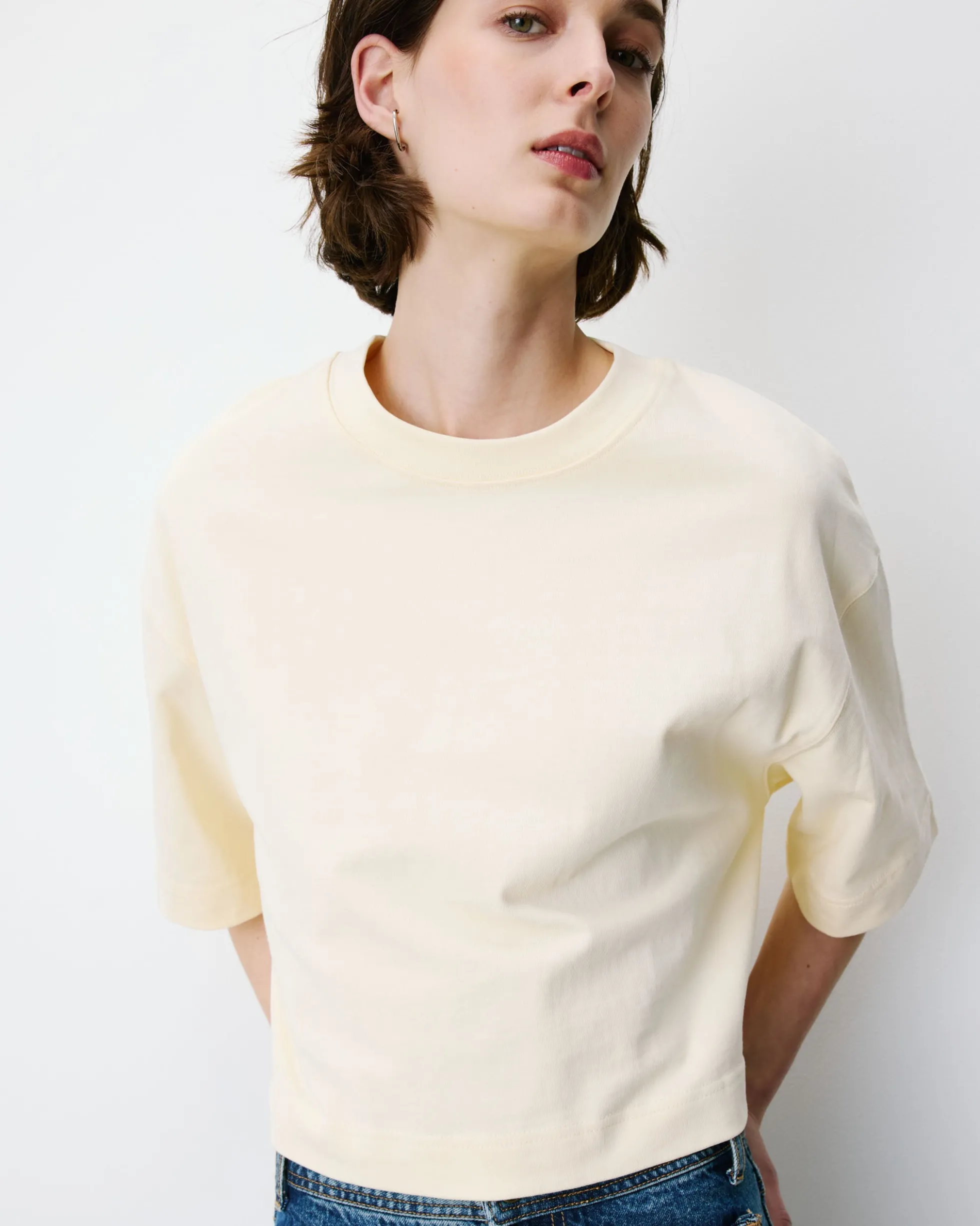 T-shirt oversize court en coton vanille Arvel