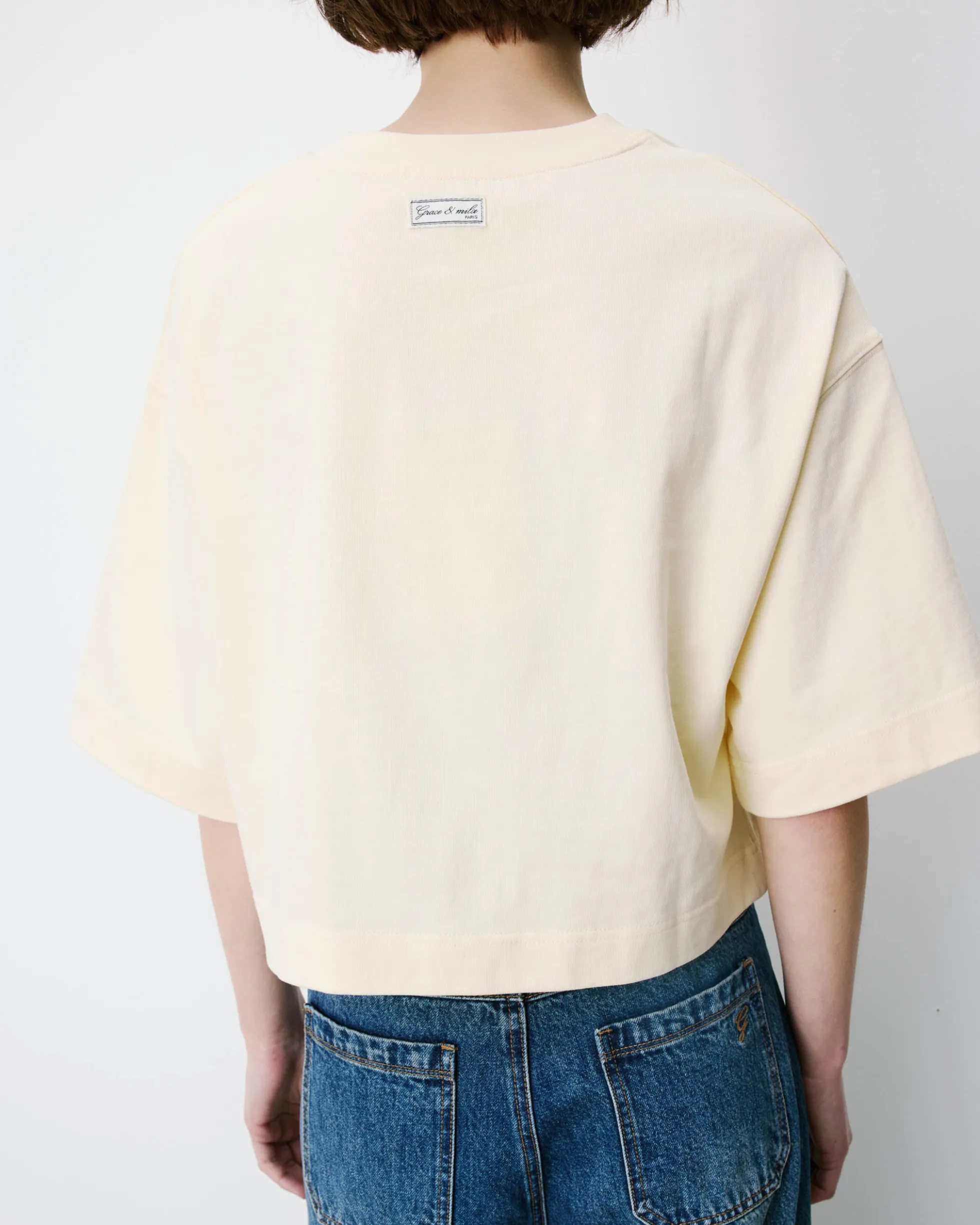 T-shirt oversize court en coton vanille Arvel