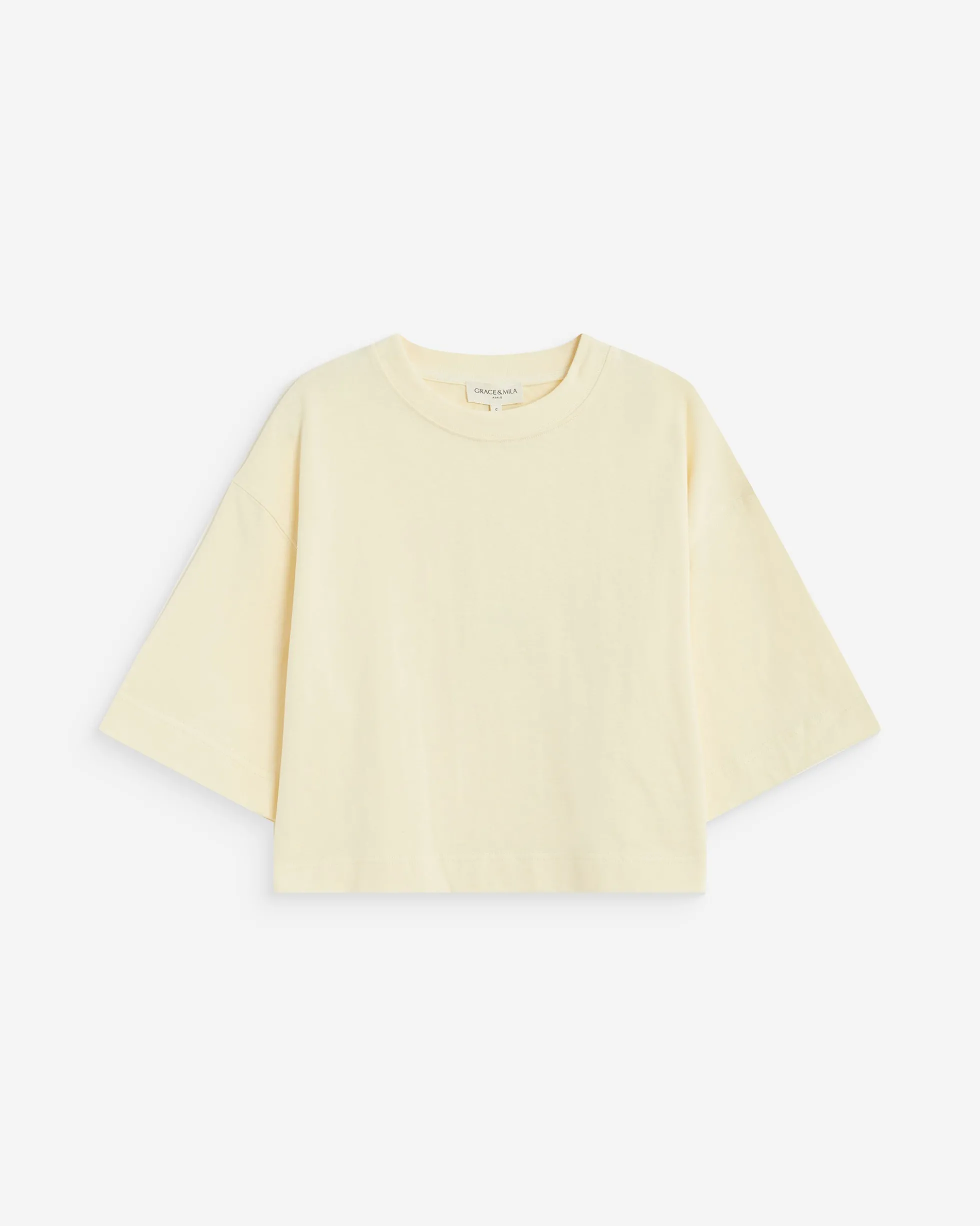 T-shirt oversize court en coton vanille Arvel