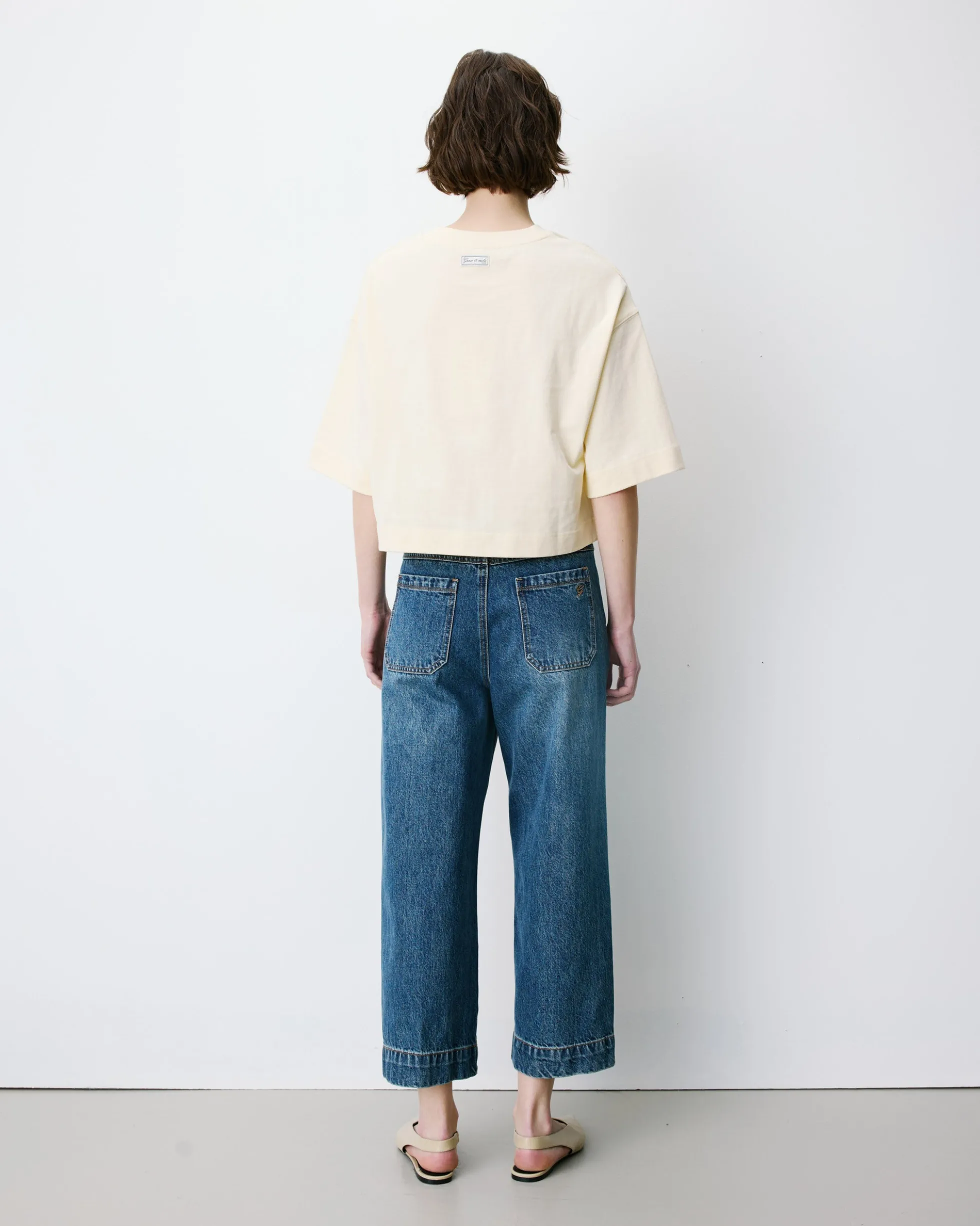 T-shirt oversize court en coton vanille Arvel