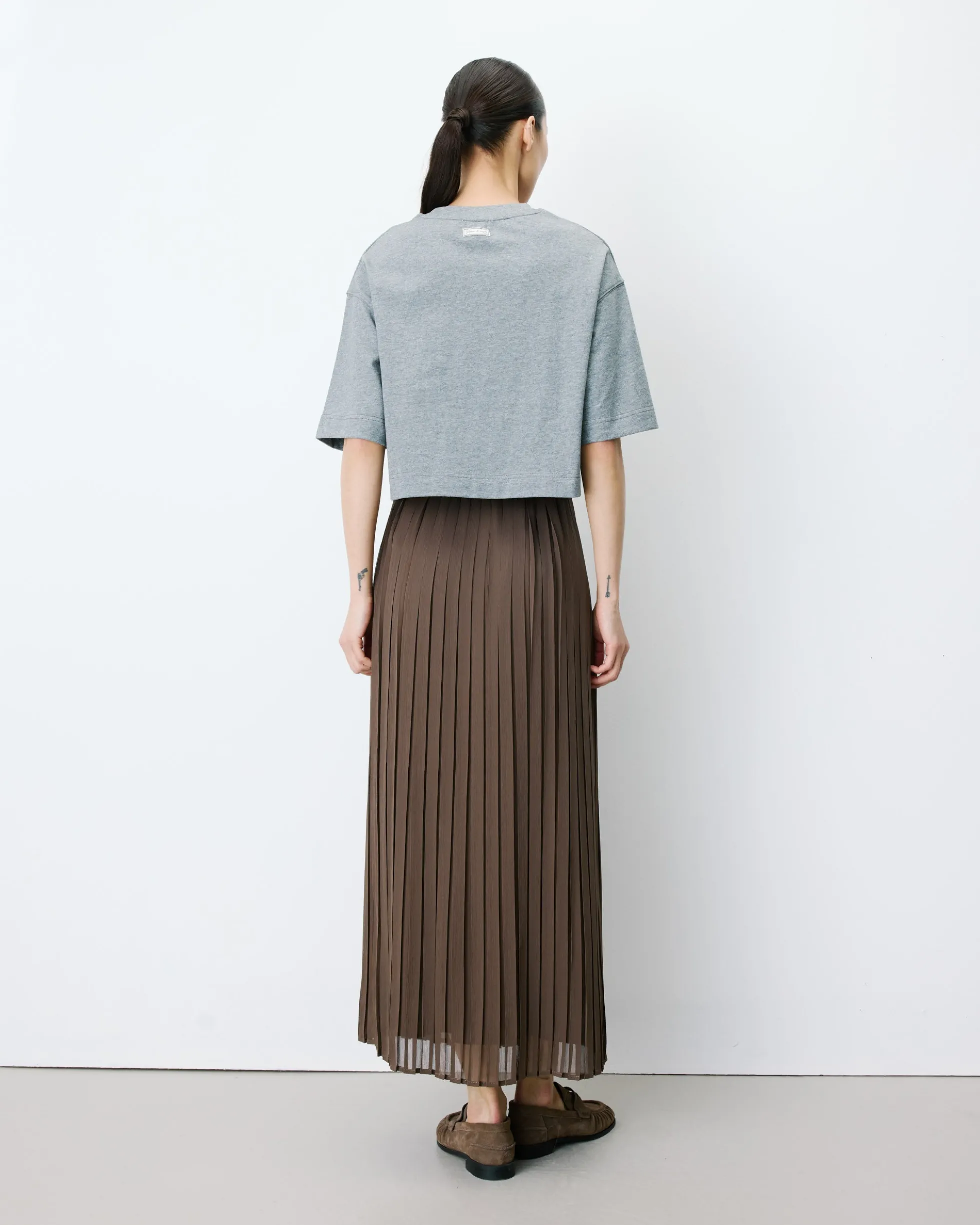 T-shirt oversize court en coton gris Arvel