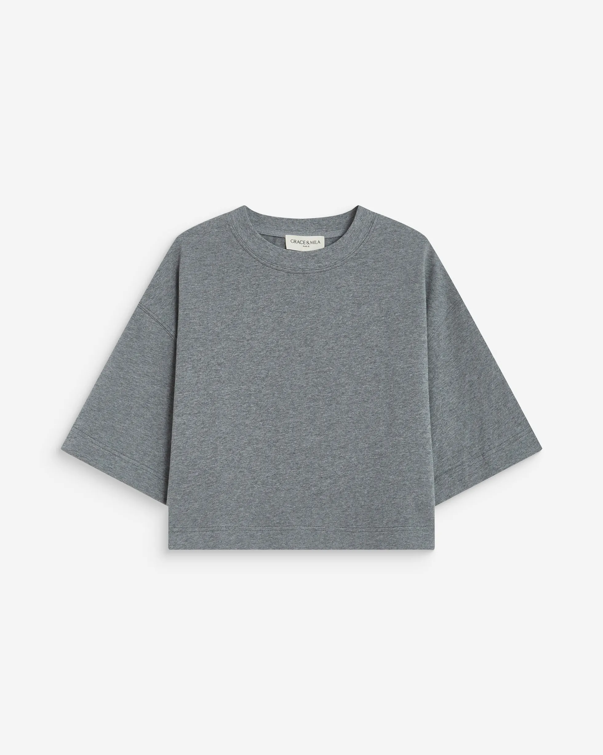 T-shirt oversize court en coton gris Arvel