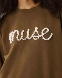 T-shirt oversize en coton à message brodé olive Borys