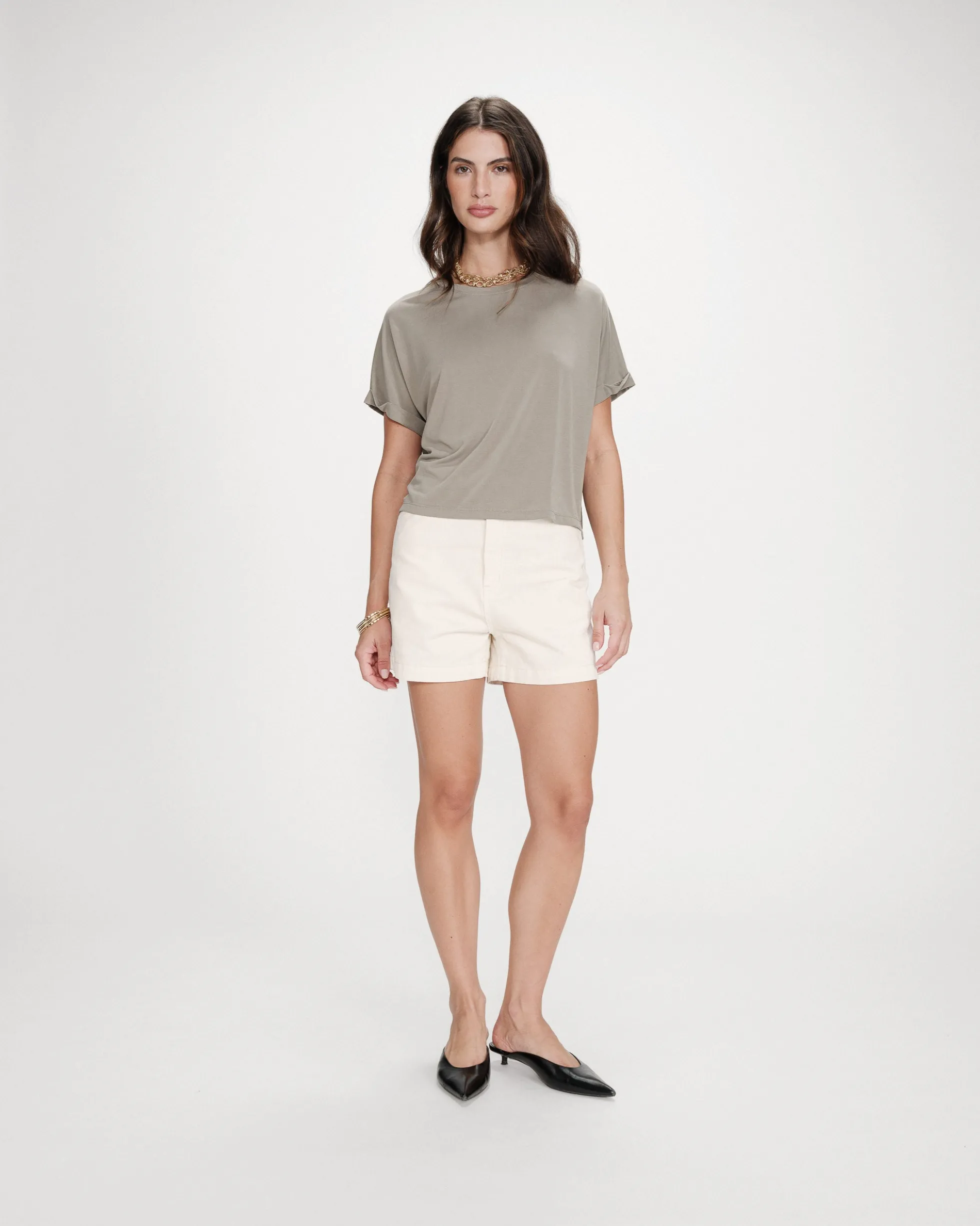 T-shirt oversize en modal col rond kaki Parma