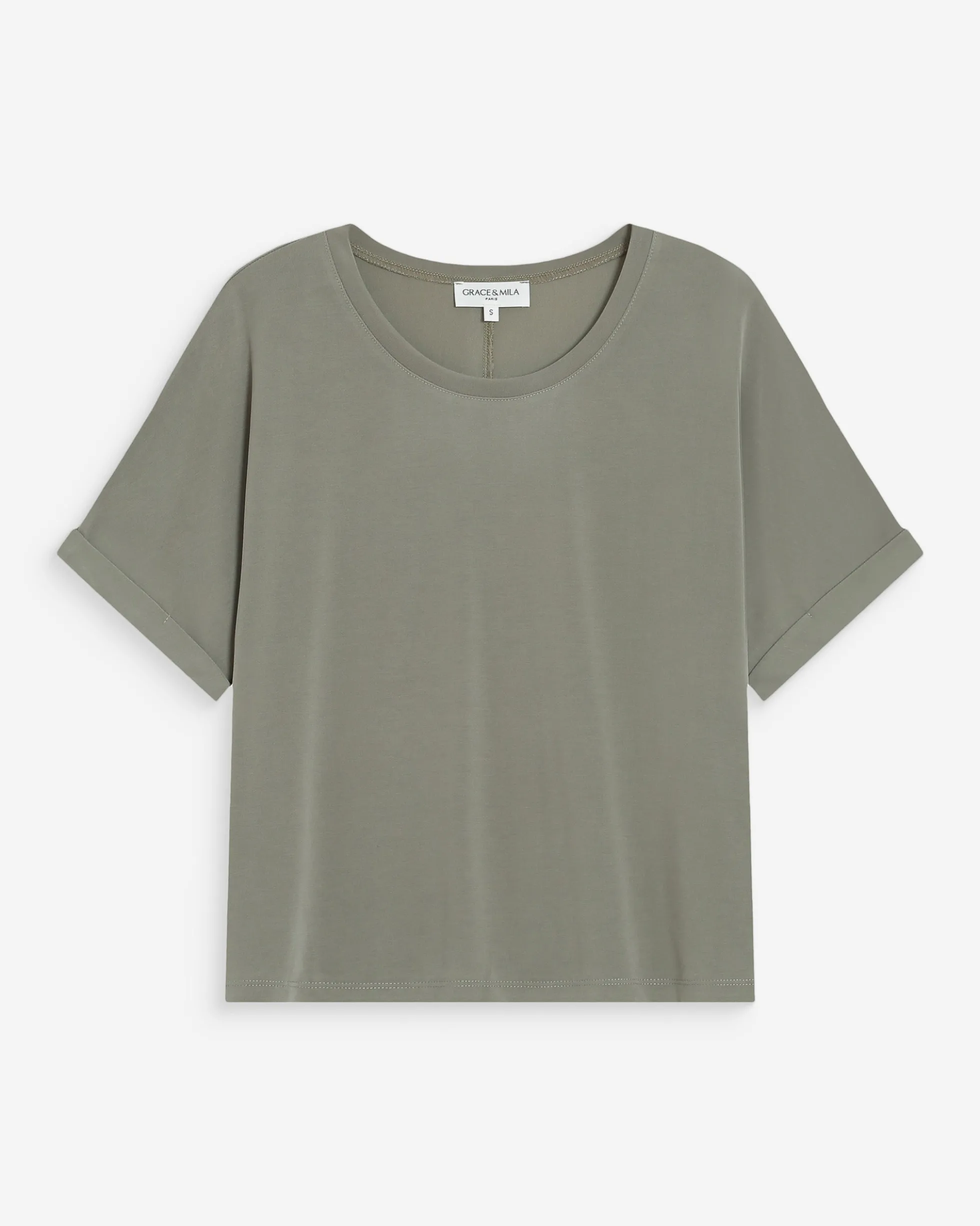 T-shirt oversize en modal col rond kaki Parma