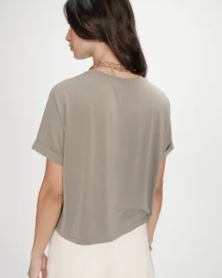 T-shirt oversize en modal col rond kaki Parma