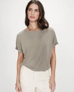 T-shirt oversize en modal col rond kaki Parma