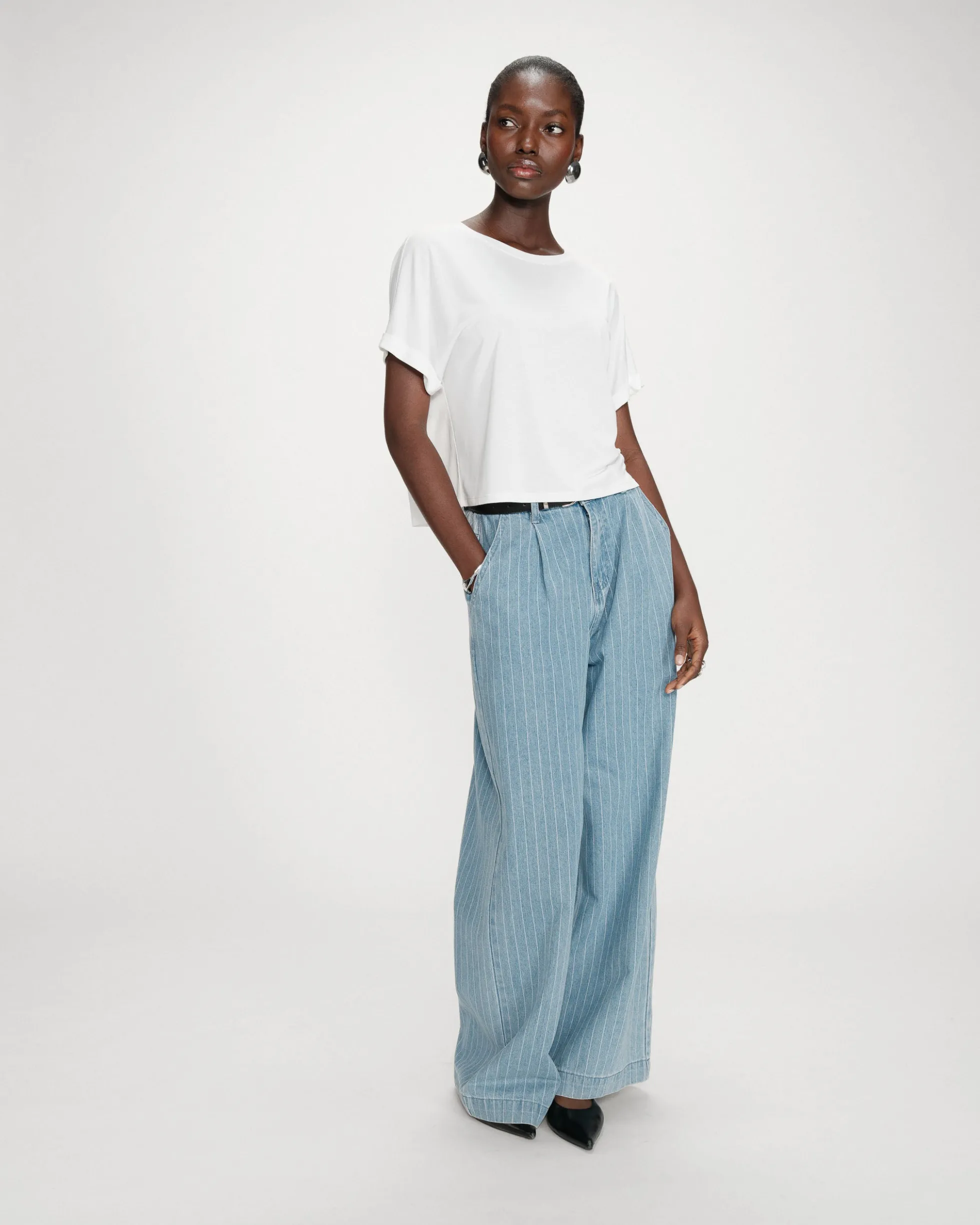 T-shirt oversize en modal col rond ivoire Parma