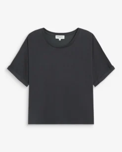 T-shirt oversize en modal col rond carbone Parma