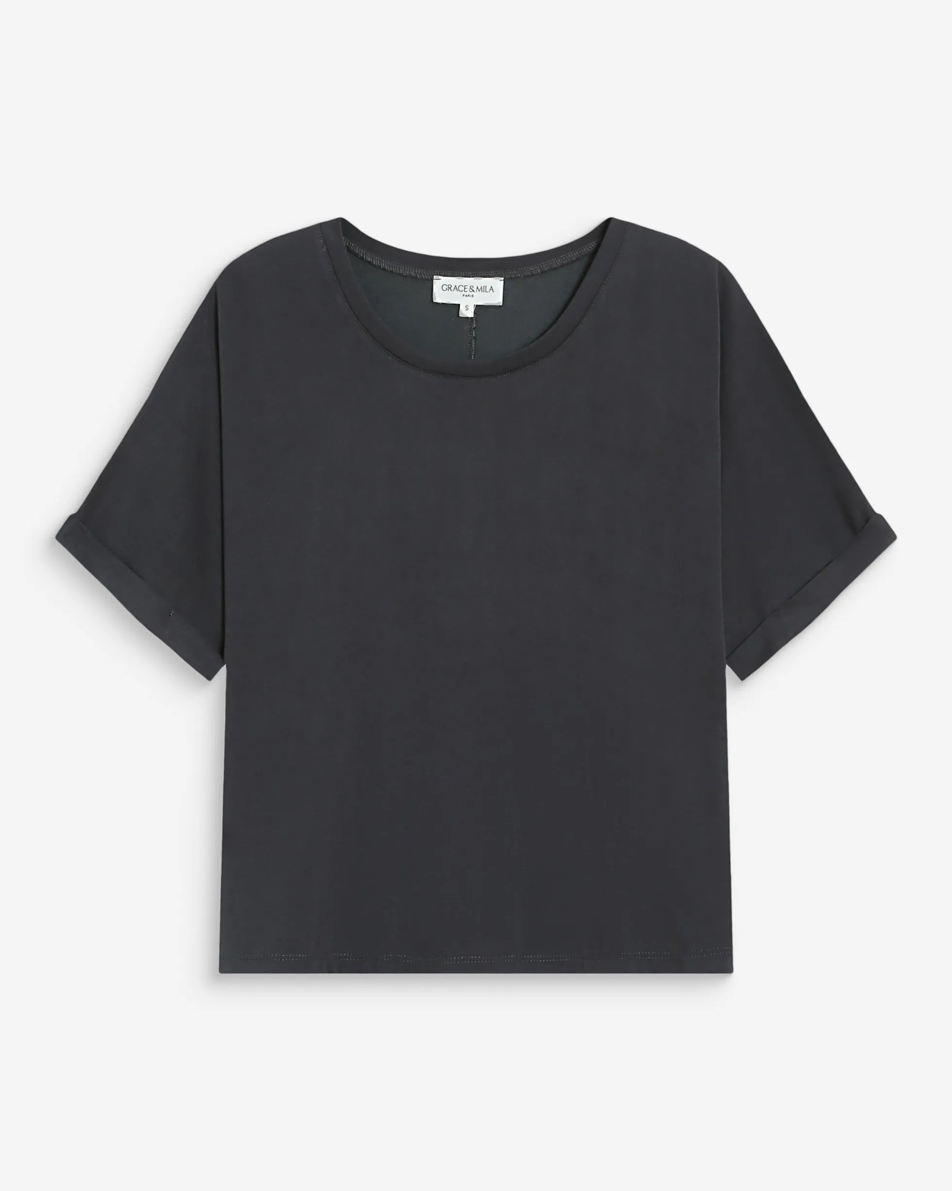 T-shirt oversize en modal col rond carbone Parma