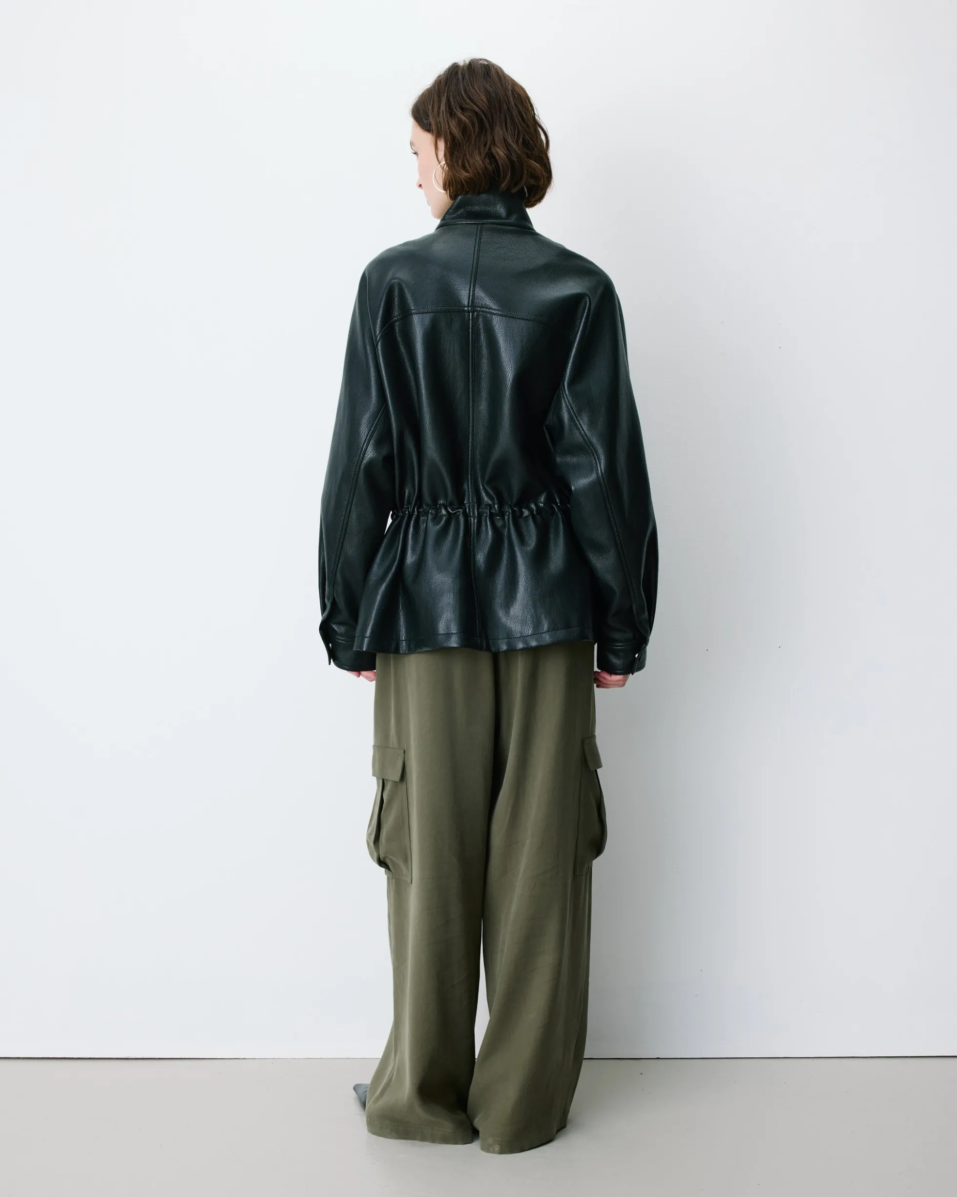 Veste ample similicuir taille ajustable noir Auburn