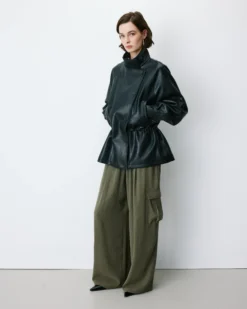 Veste ample similicuir taille ajustable noir Auburn