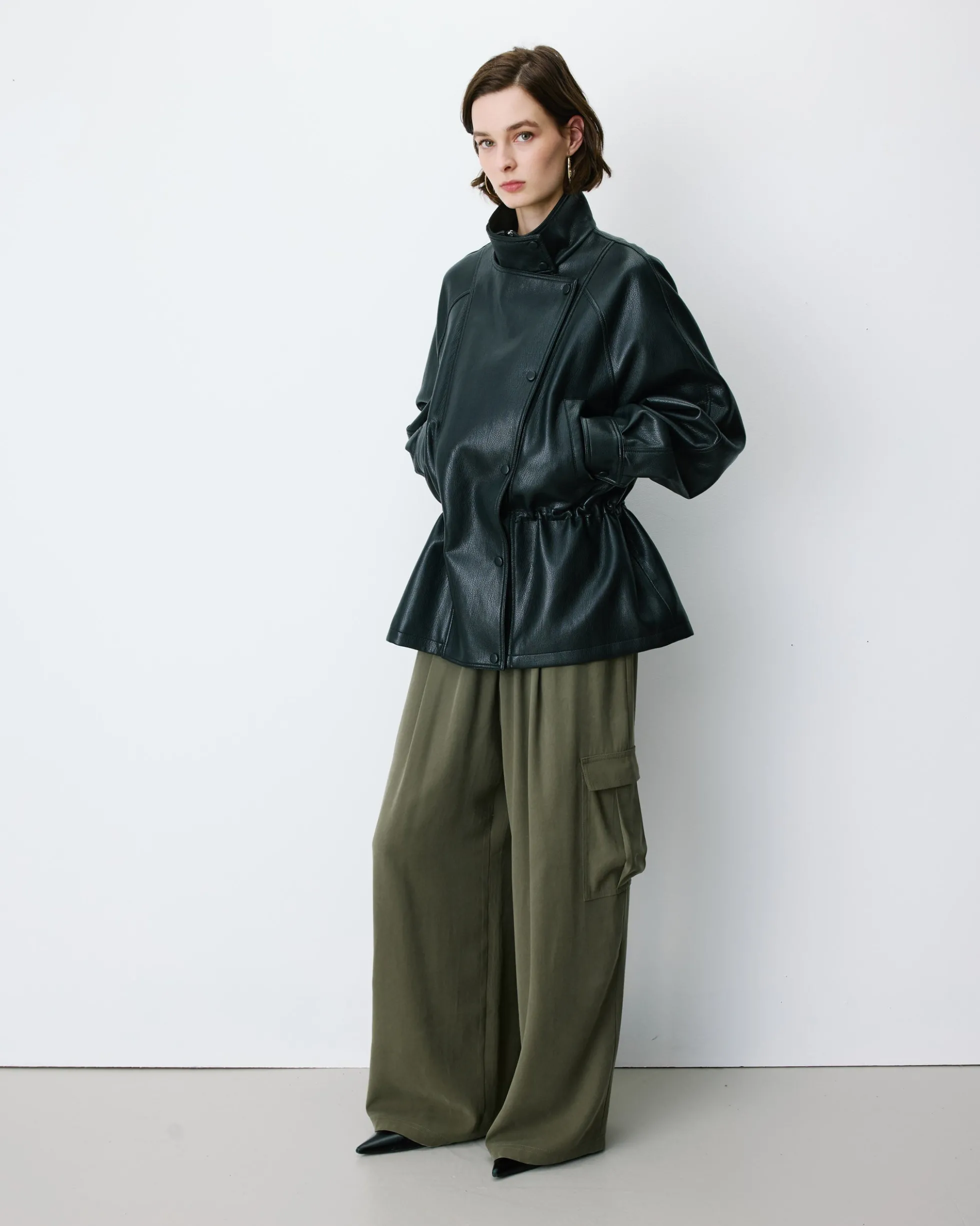 Veste ample similicuir taille ajustable noir Auburn